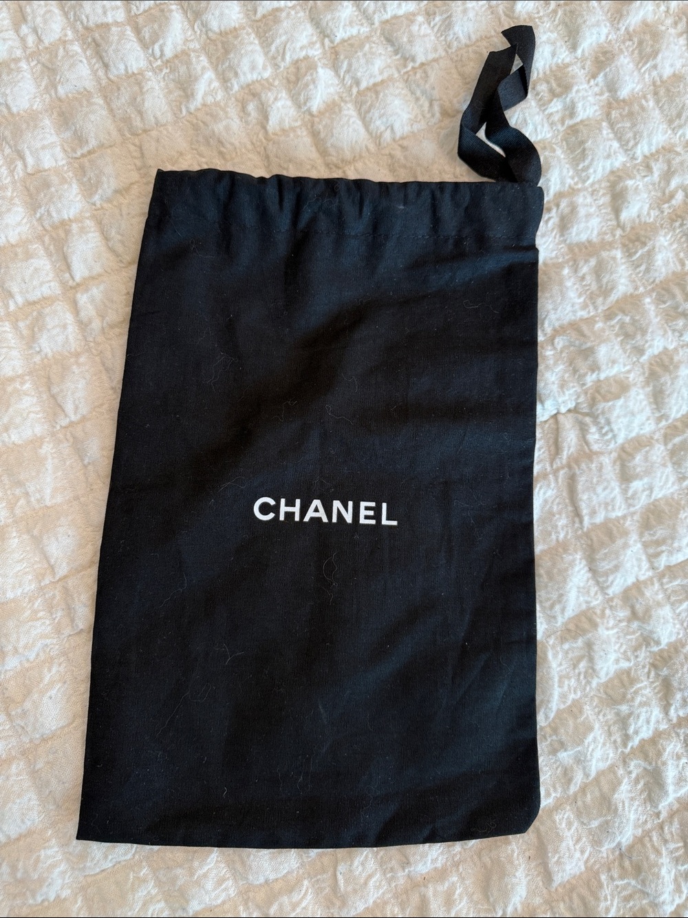 CHANEL Black Drawstring Dust Pouch with Logo